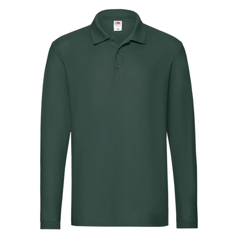 Fruit of the Loom Mens Long-Sleeved Polo Shirt / Forest Green